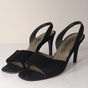 Yves Saint Laurent Vintage Black Open-Toe Slingback Heels Size 5